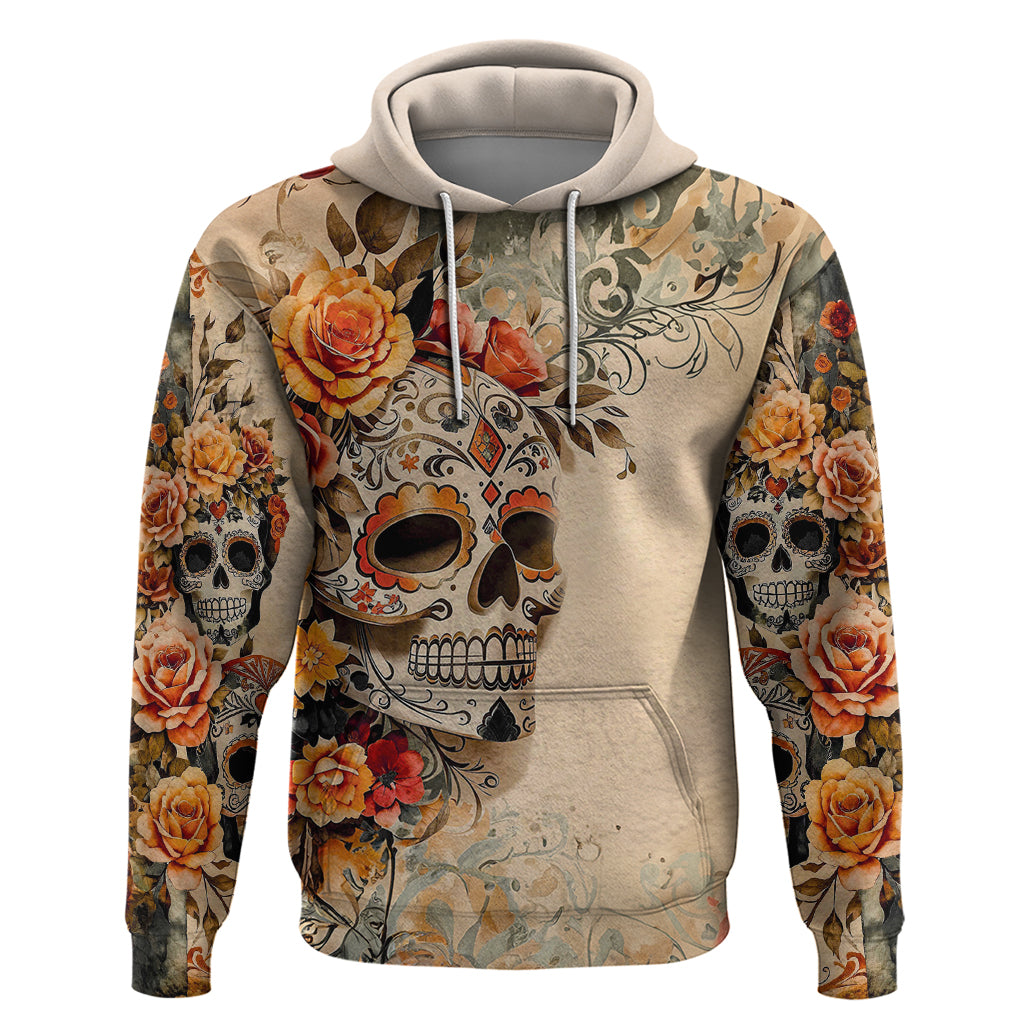 Sugar Skull Hoodie Rose Sugar Skull Vintage - Wonder Print Shop