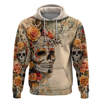 Sugar Skull Hoodie Rose Sugar Skull Vintage - Wonder Print Shop