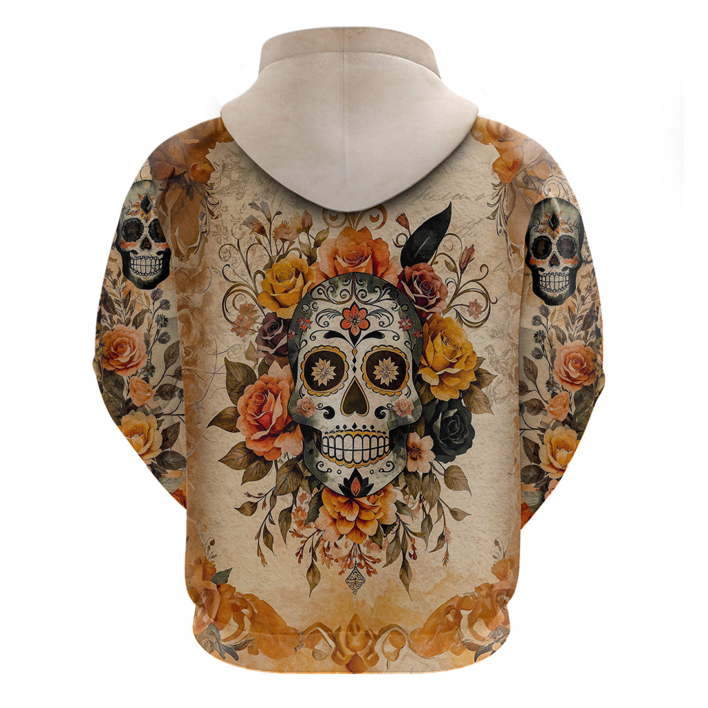 Sugar Skull Hoodie Rose Sugar Skull Vintage - Wonder Print Shop