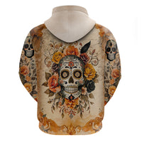 Sugar Skull Hoodie Rose Sugar Skull Vintage - Wonder Print Shop