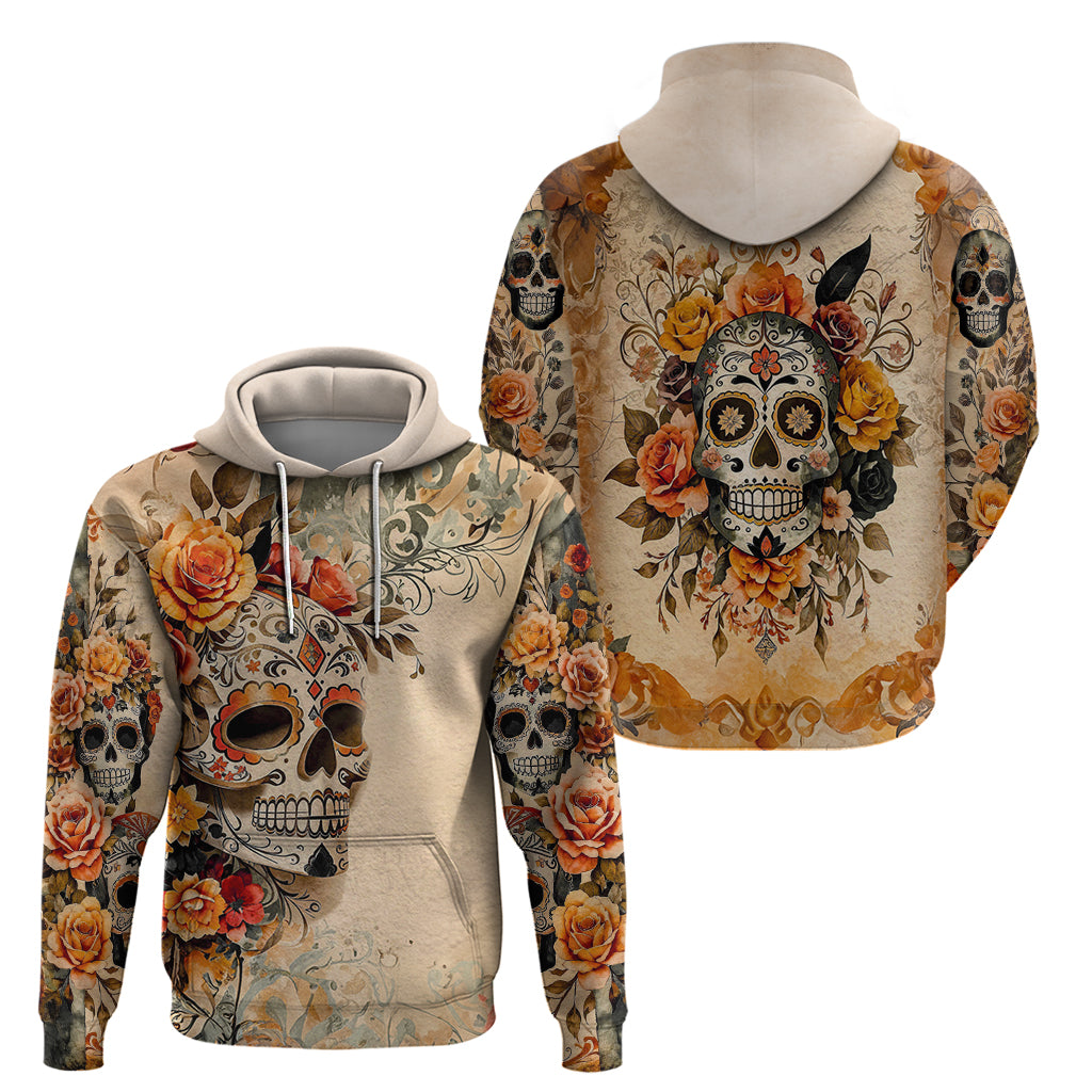 Sugar Skull Hoodie Rose Sugar Skull Vintage - Wonder Print Shop
