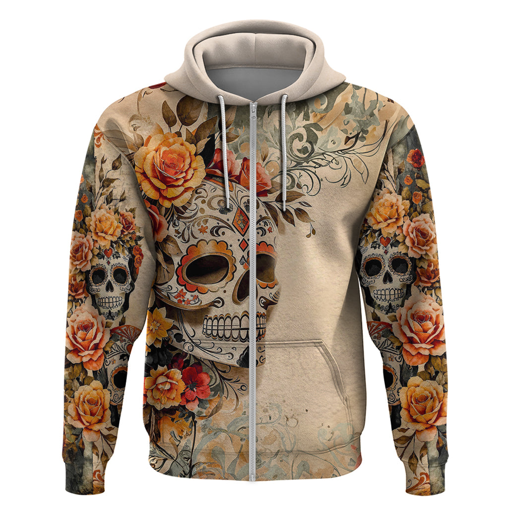 Sugar Skull Hoodie Rose Sugar Skull Vintage - Wonder Print Shop