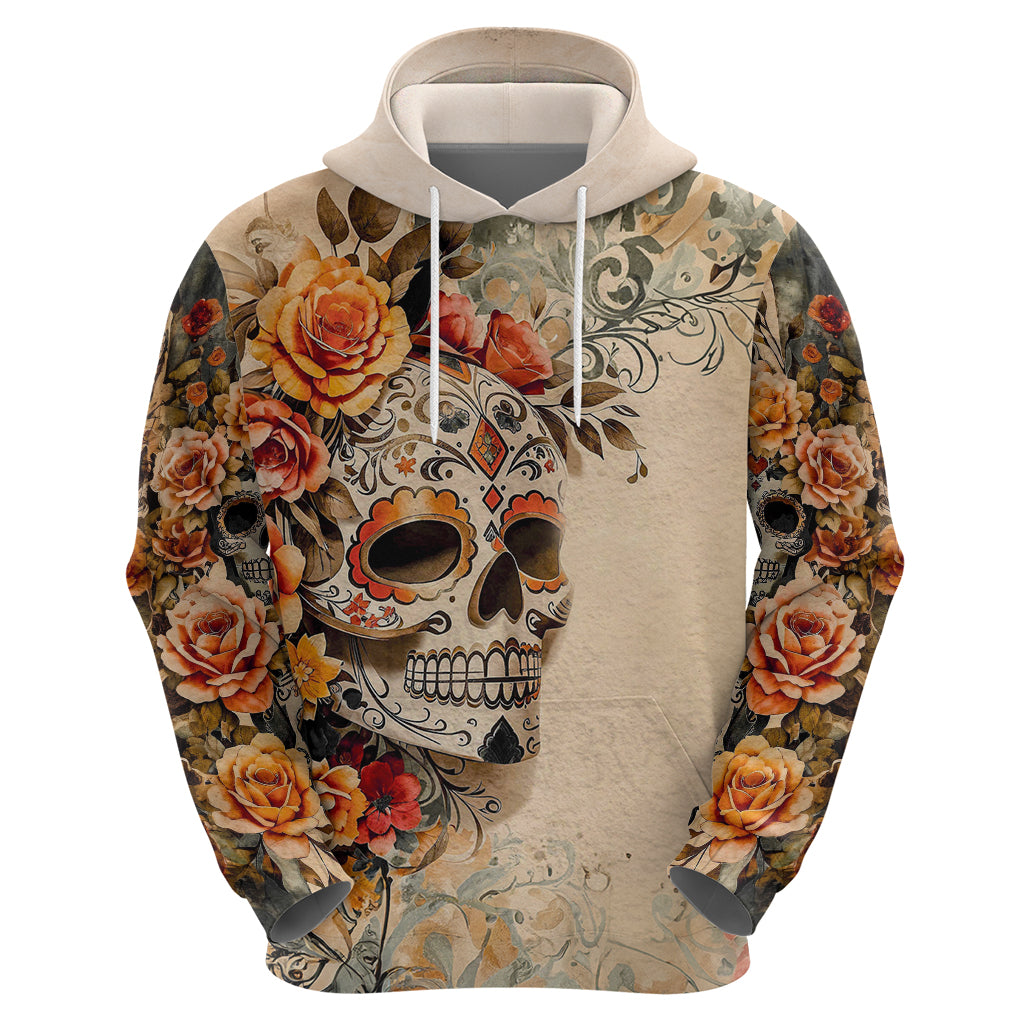 Sugar Skull Hoodie Rose Sugar Skull Vintage - Wonder Print Shop