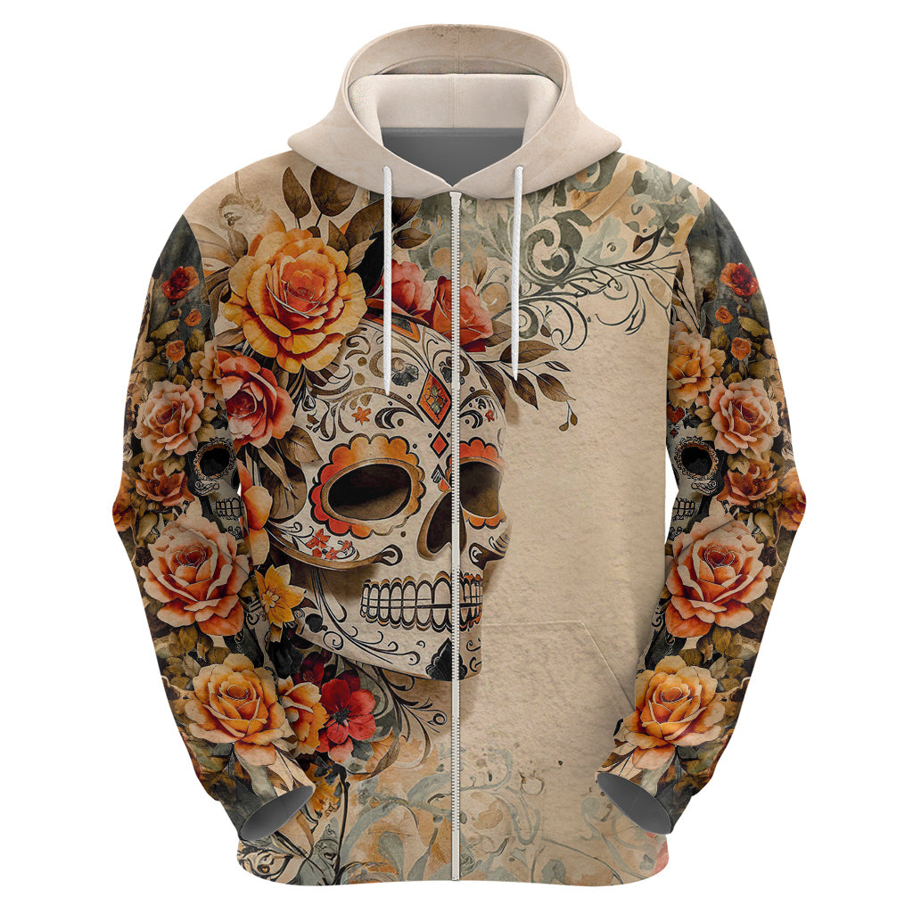 Sugar Skull Hoodie Rose Sugar Skull Vintage - Wonder Print Shop