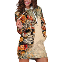 Sugar Skull Hoodie Dress Rose Sugar Skull Vintage - Wonder Print Shop