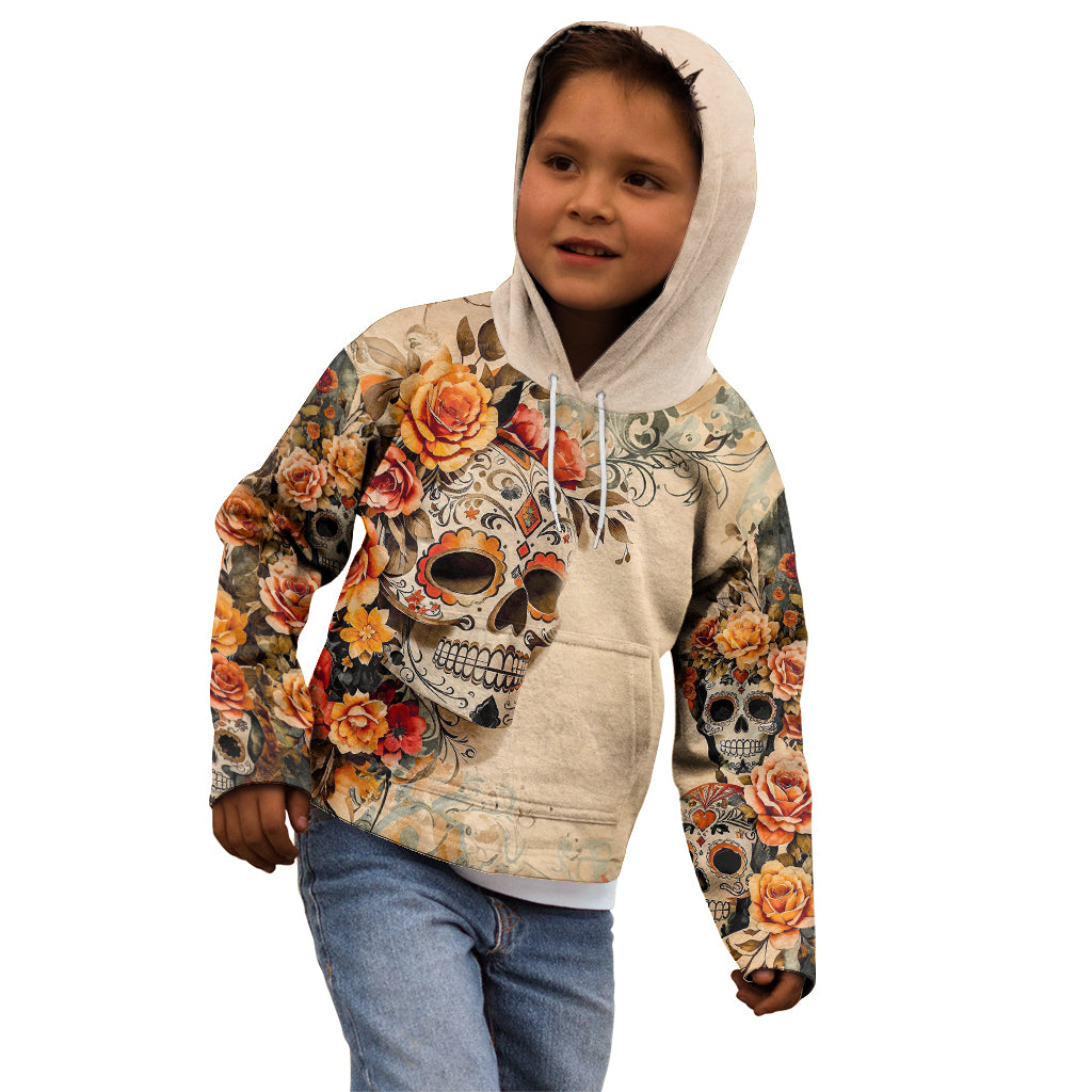 Sugar Skull Kid Hoodie Rose Sugar Skull Vintage - Wonder Print Shop