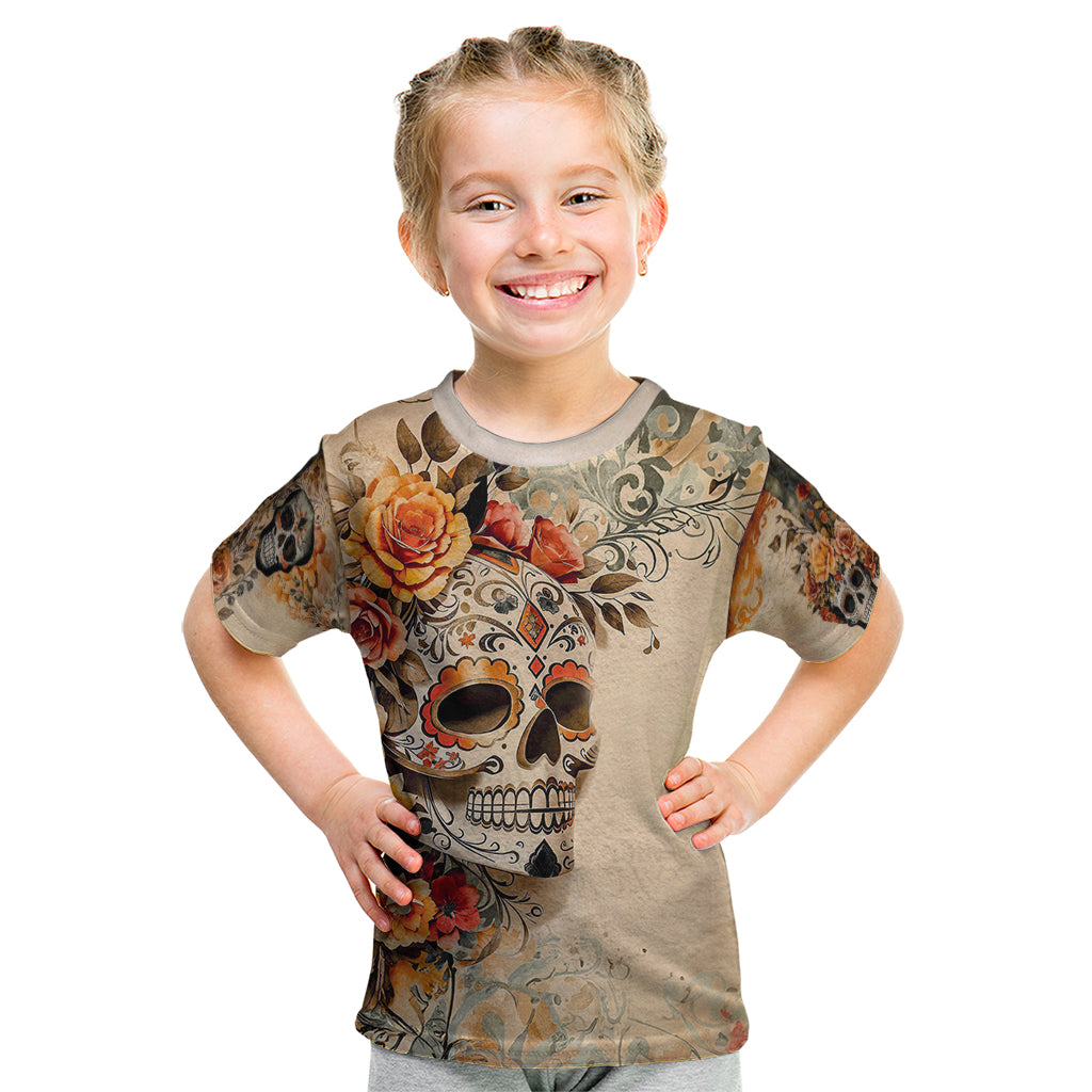 Sugar Skull Kid T Shirt Rose Sugar Skull Vintage - Wonder Print Shop