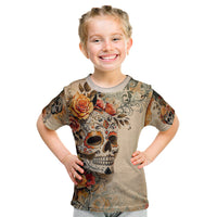 Sugar Skull Kid T Shirt Rose Sugar Skull Vintage - Wonder Print Shop