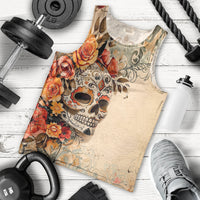 Sugar Skull Men Tank Top Rose Sugar Skull Vintage - Wonder Print Shop