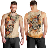 Sugar Skull Men Tank Top Rose Sugar Skull Vintage - Wonder Print Shop