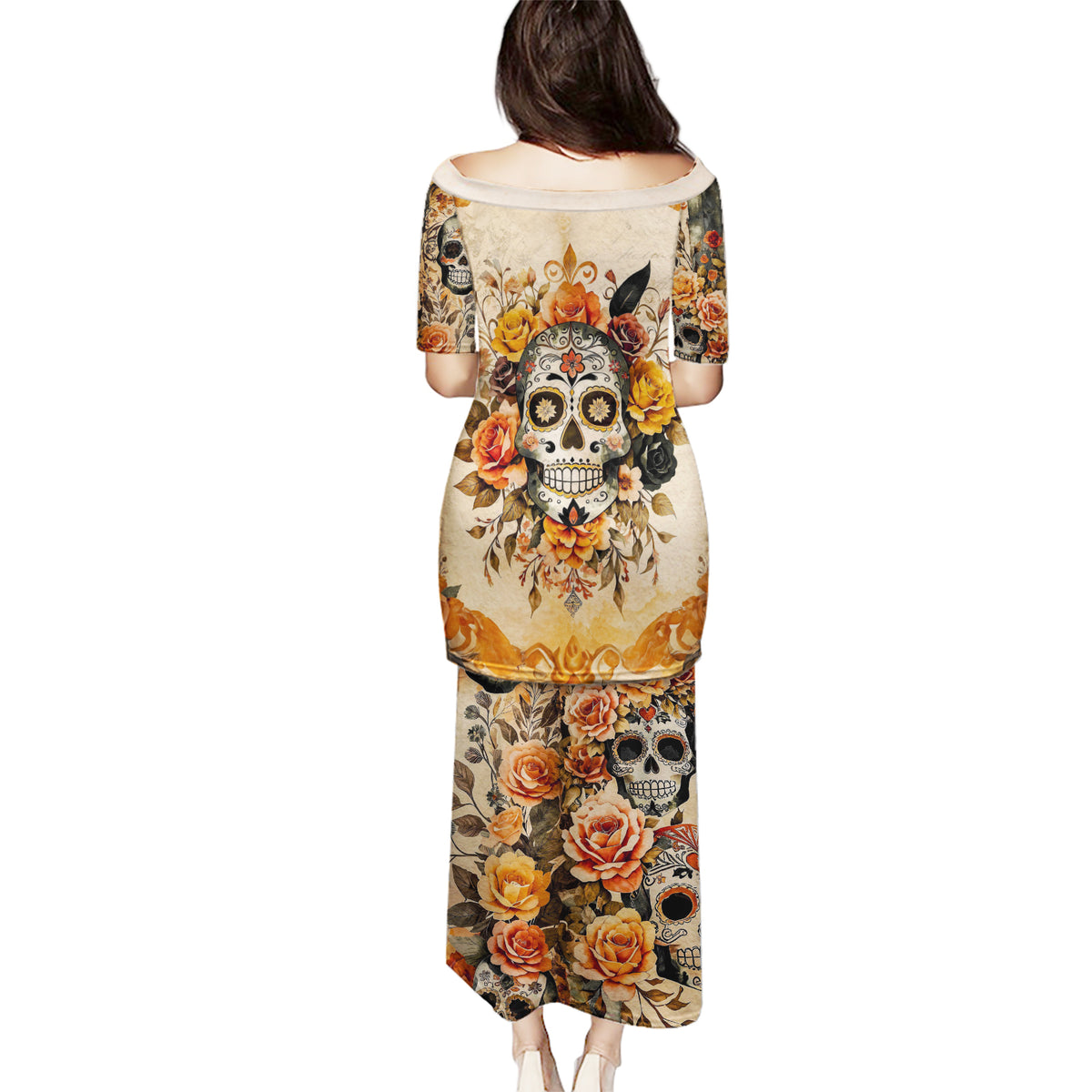 Sugar Skull Puletasi Rose Sugar Skull Vintage - Wonder Print Shop