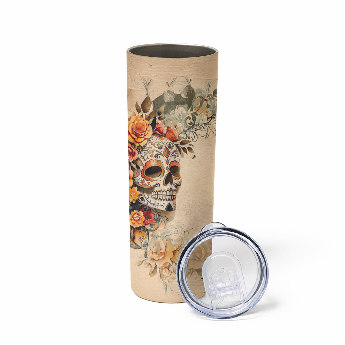 Sugar Skull Skinny Tumbler Rose Sugar Skull Vintage - Wonder Print Shop