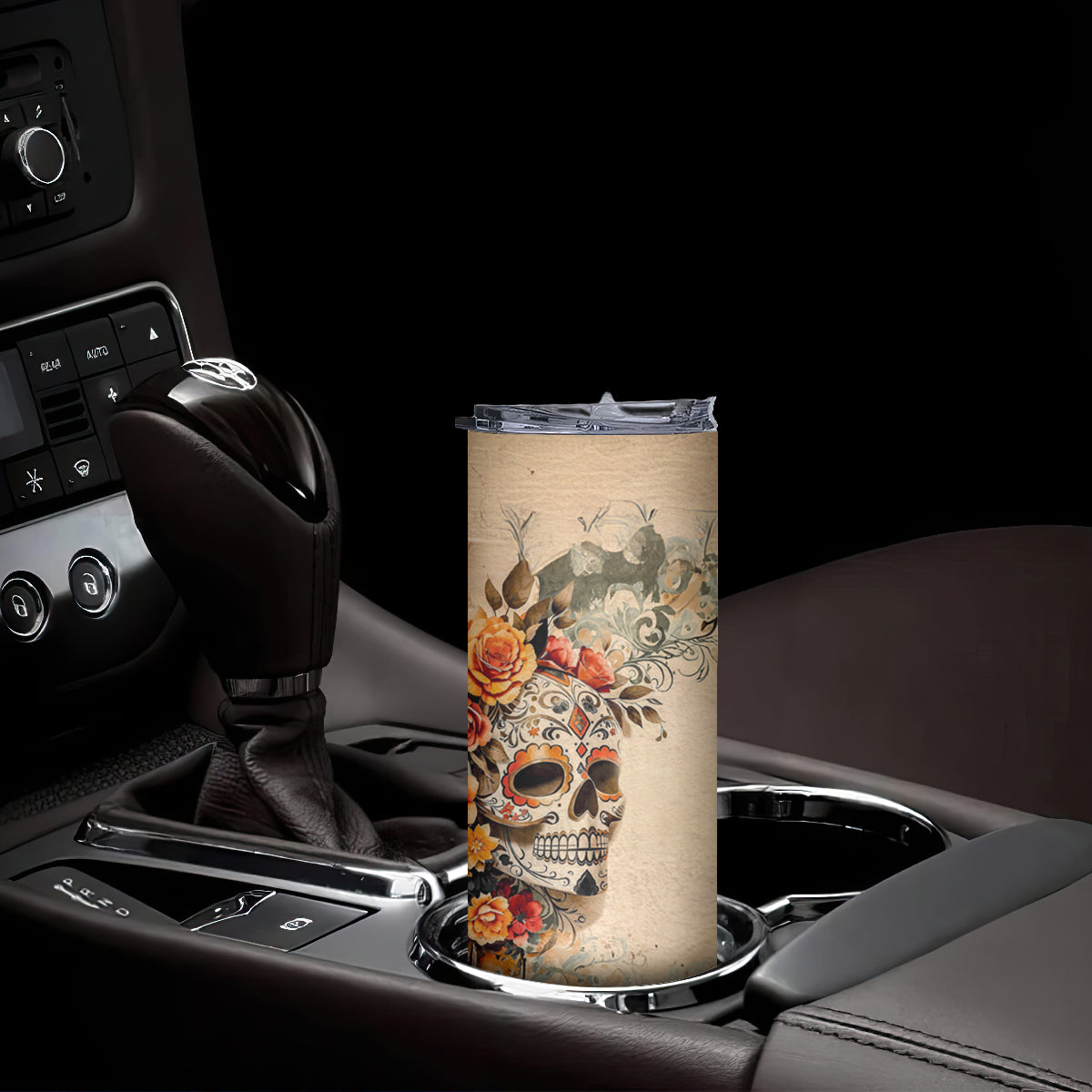 Sugar Skull Skinny Tumbler Rose Sugar Skull Vintage - Wonder Print Shop