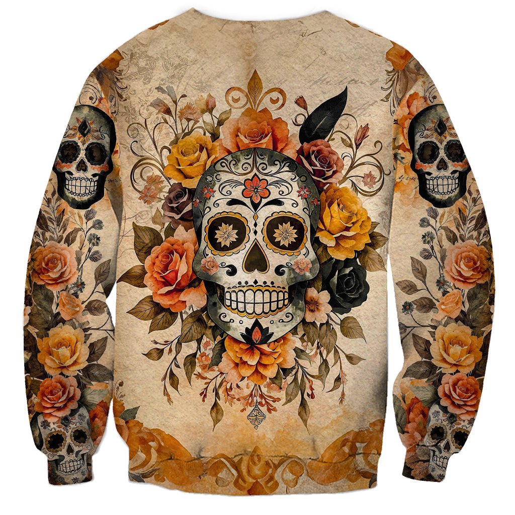 Sugar Skull Sweatshirt Rose Sugar Skull Vintage - Wonder Print Shop