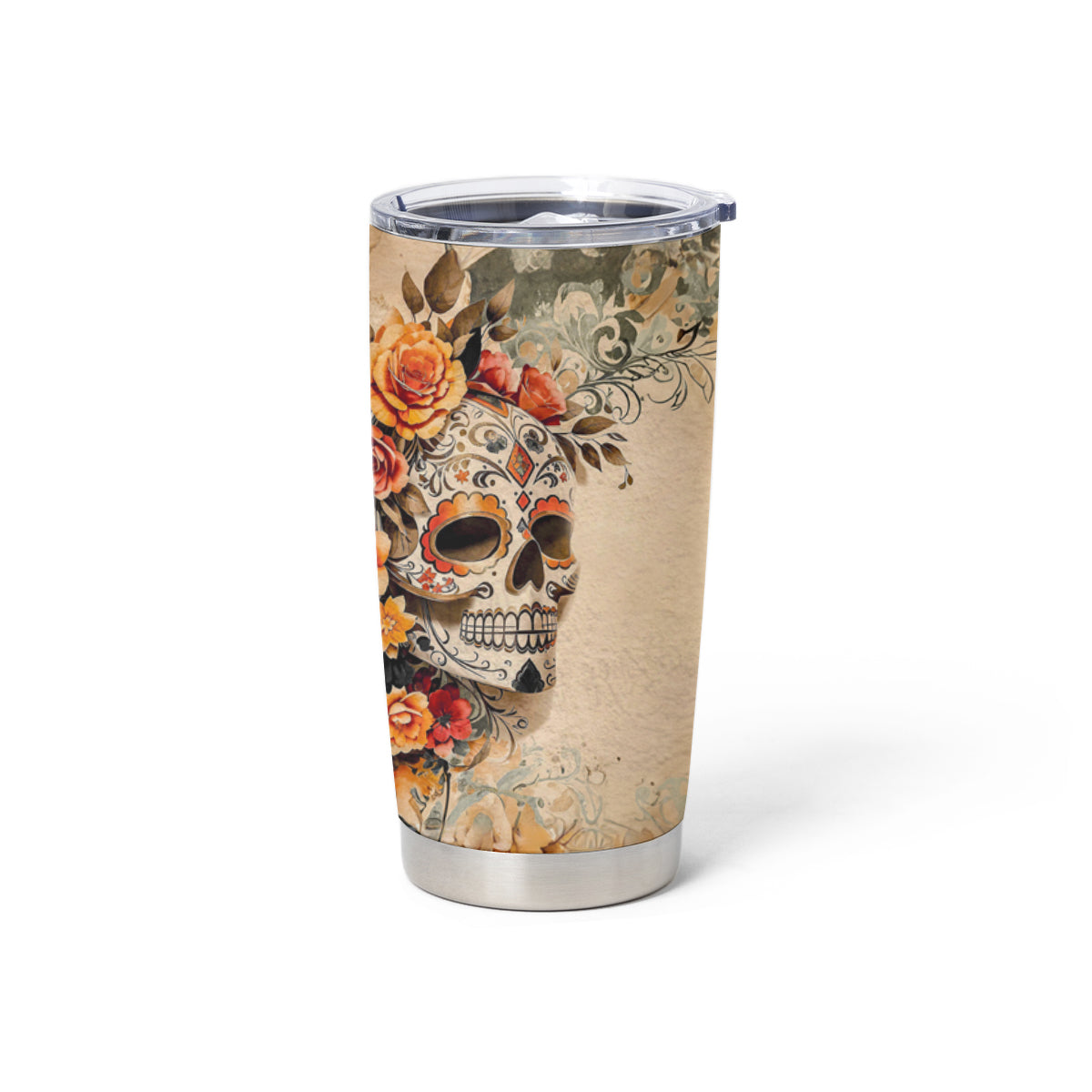 Sugar Skull Tumbler Cup Rose Sugar Skull Vintage - Wonder Print Shop