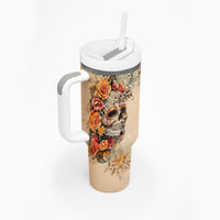 Sugar Skull Tumbler With Handle Rose Sugar Skull Vintage - Wonder Print Shop