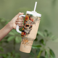 Sugar Skull Tumbler With Handle Rose Sugar Skull Vintage - Wonder Print Shop