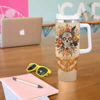 Sugar Skull Tumbler With Handle Rose Sugar Skull Vintage - Wonder Print Shop
