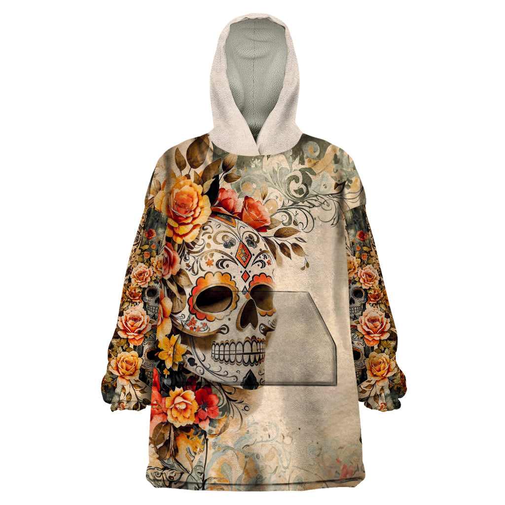 Sugar Skull Wearable Blanket Hoodie Rose Sugar Skull Vintage - Wonder Print Shop