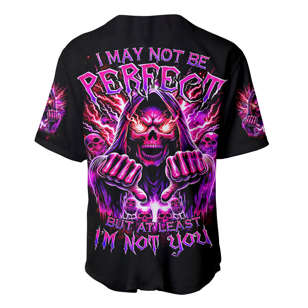 Thunder Skull Baseball Jersey I May Be Not Perfect But At Least I'm Not You - Wonder Print Shop