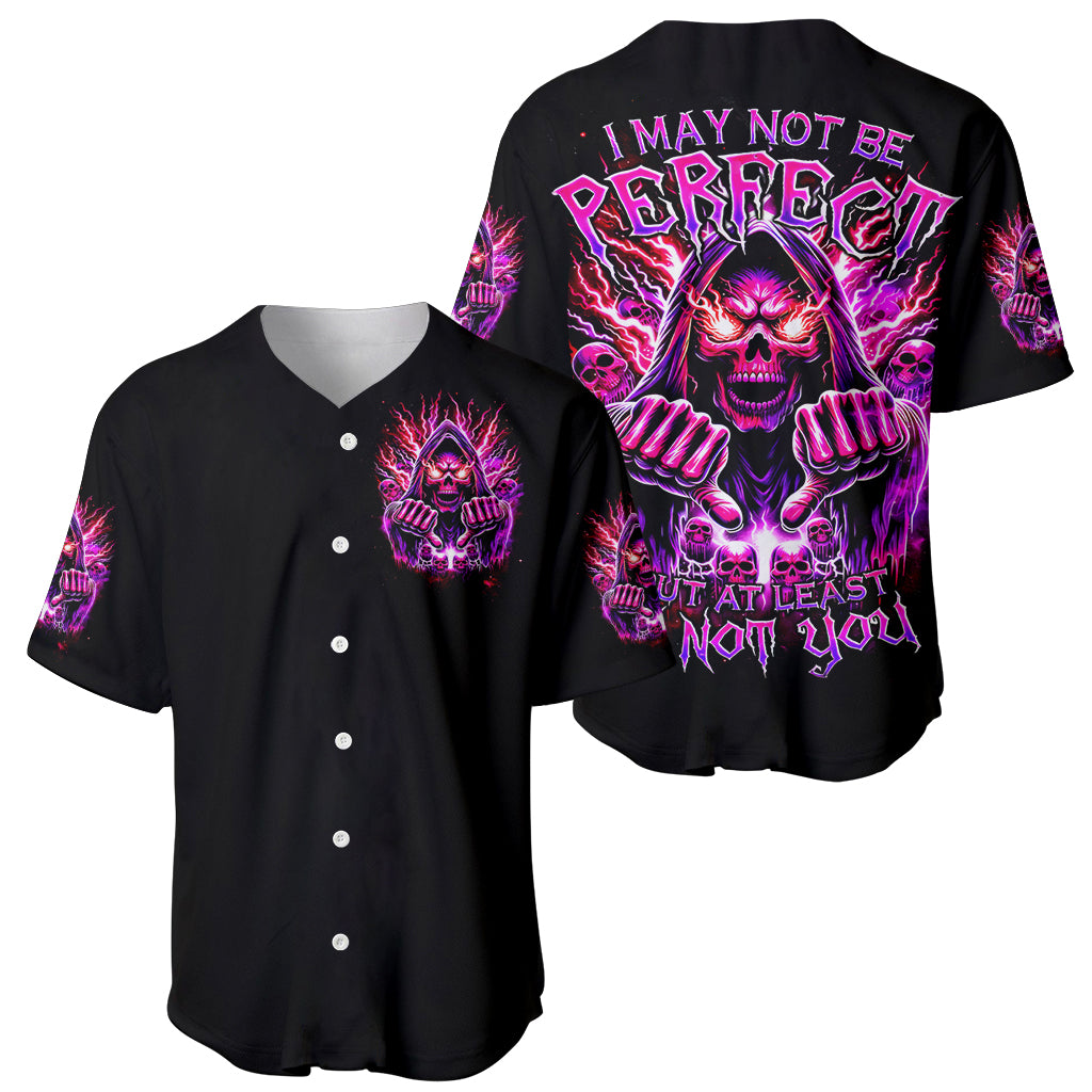 Thunder Skull Baseball Jersey I May Be Not Perfect But At Least I'm Not You - Wonder Print Shop