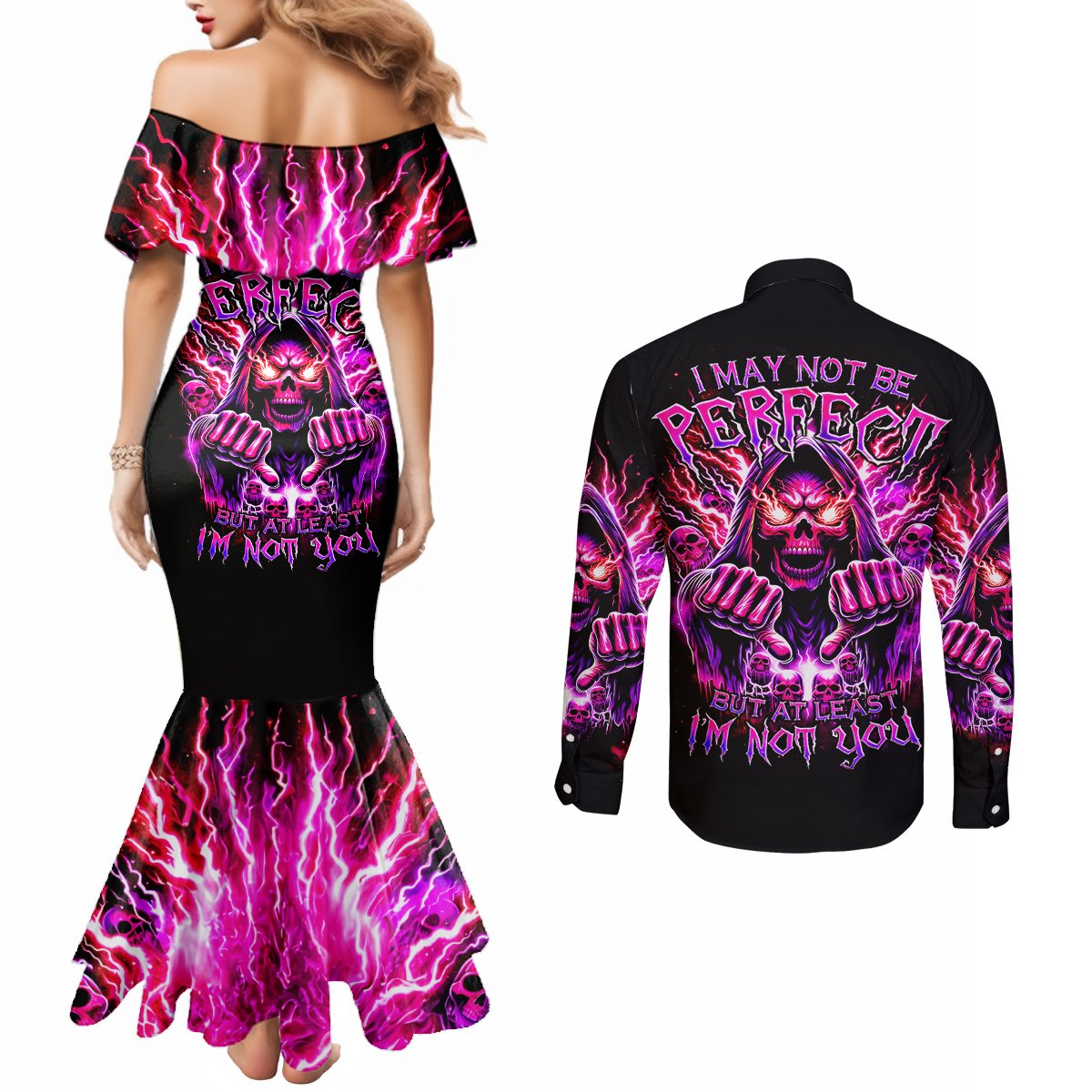 thunder-skull-couples-matching-mermaid-dress-and-long-sleeve-button-shirt-i-may-be-not-perfect-but-at-least-im-not-you
