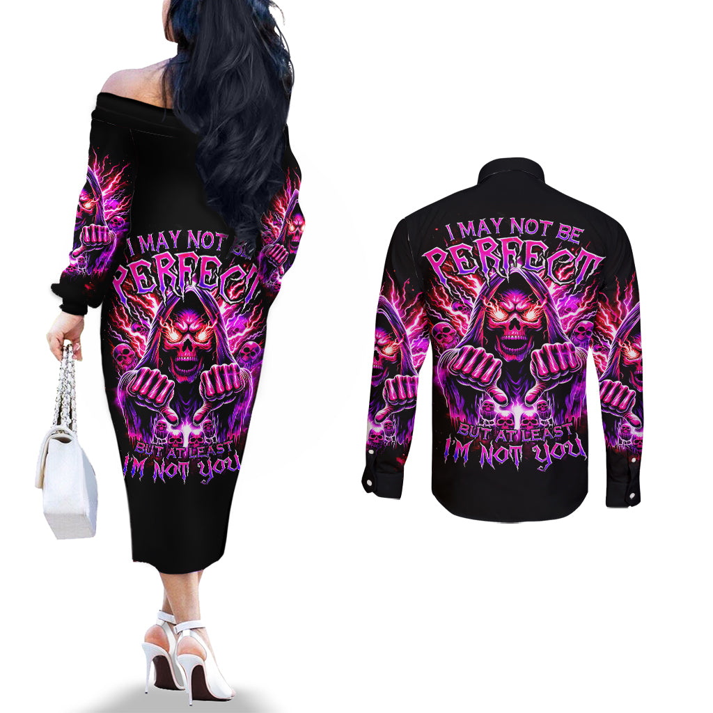 thunder-skull-couples-matching-off-the-shoulder-long-sleeve-dress-and-long-sleeve-button-shirt-i-may-be-not-perfect-but-at-least-im-not-you