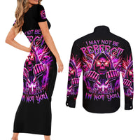 Thunder Skull Couples Matching Short Sleeve Bodycon Dress and Long Sleeve Button Shirt I May Be Not Perfect But At Least I'm Not You - Wonder Print Shop