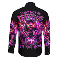 Thunder Skull Family Matching Off Shoulder Long Sleeve Dress and Hawaiian Shirt I May Be Not Perfect But At Least I'm Not You - Wonder Print Shop