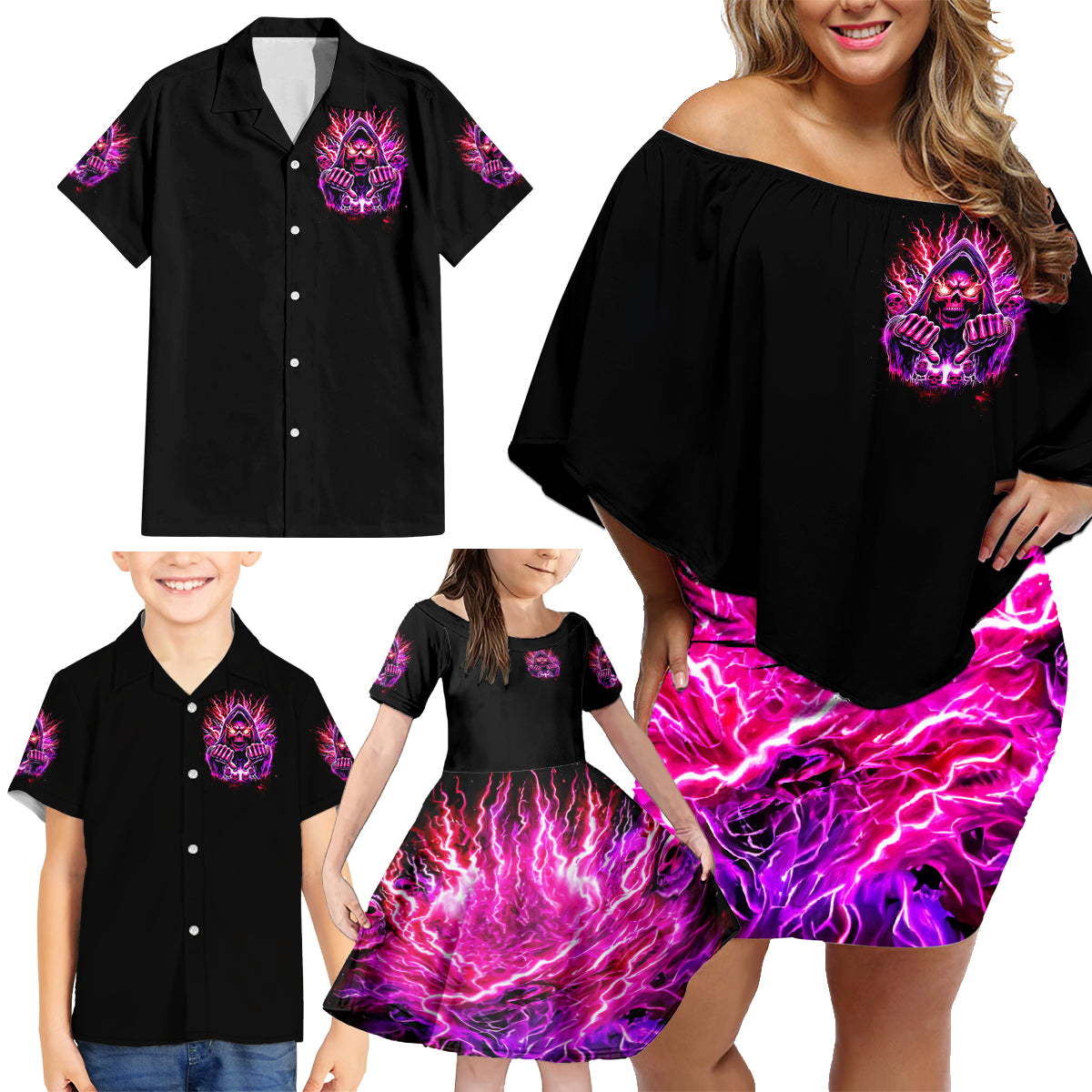 Thunder Skull Family Matching Off Shoulder Short Dress and Hawaiian Shirt I May Be Not Perfect But At Least I'm Not You - Wonder Print Shop