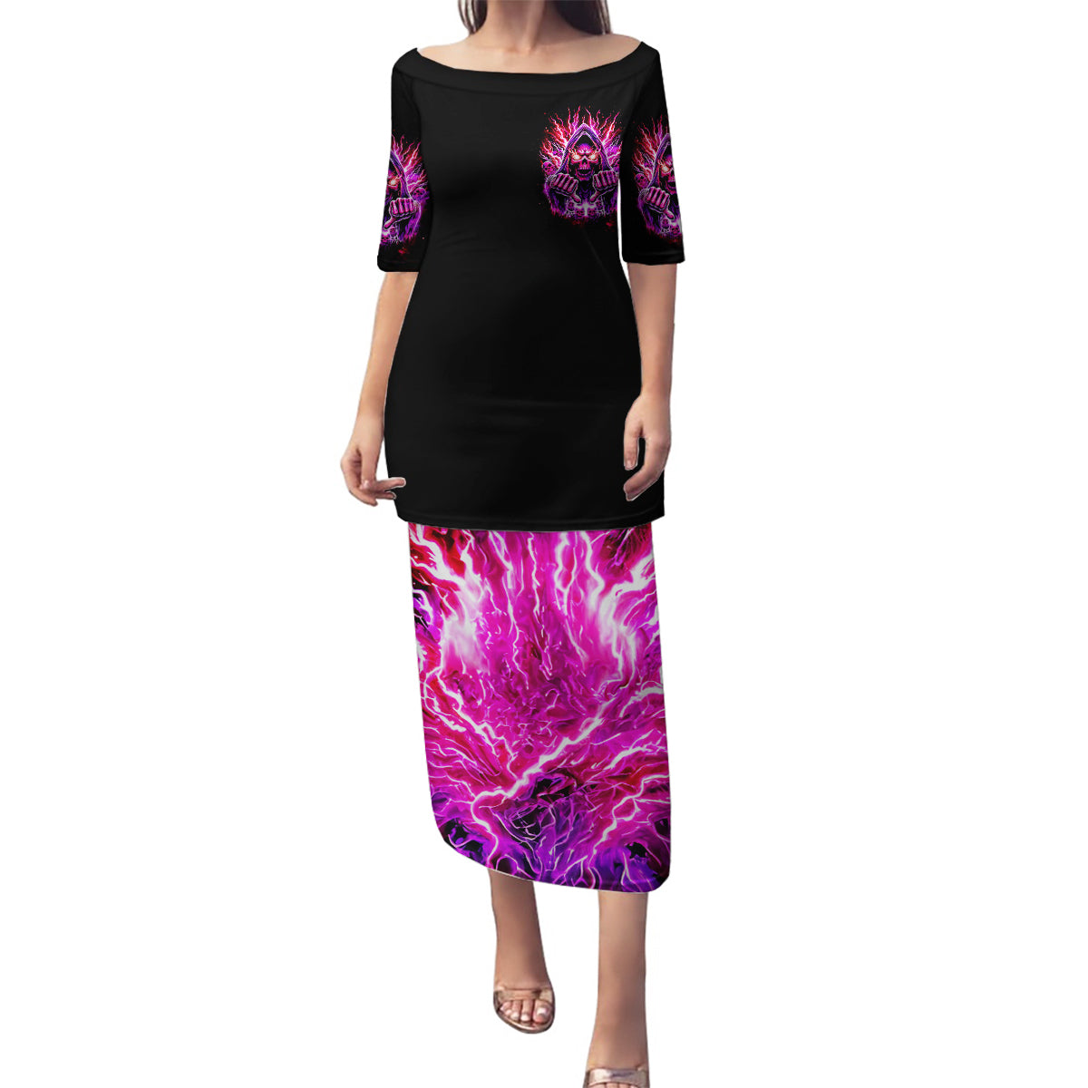 Thunder Skull Family Matching Puletasi Dress and Hawaiian Shirt I May Be Not Perfect But At Least I'm Not You - Wonder Print Shop