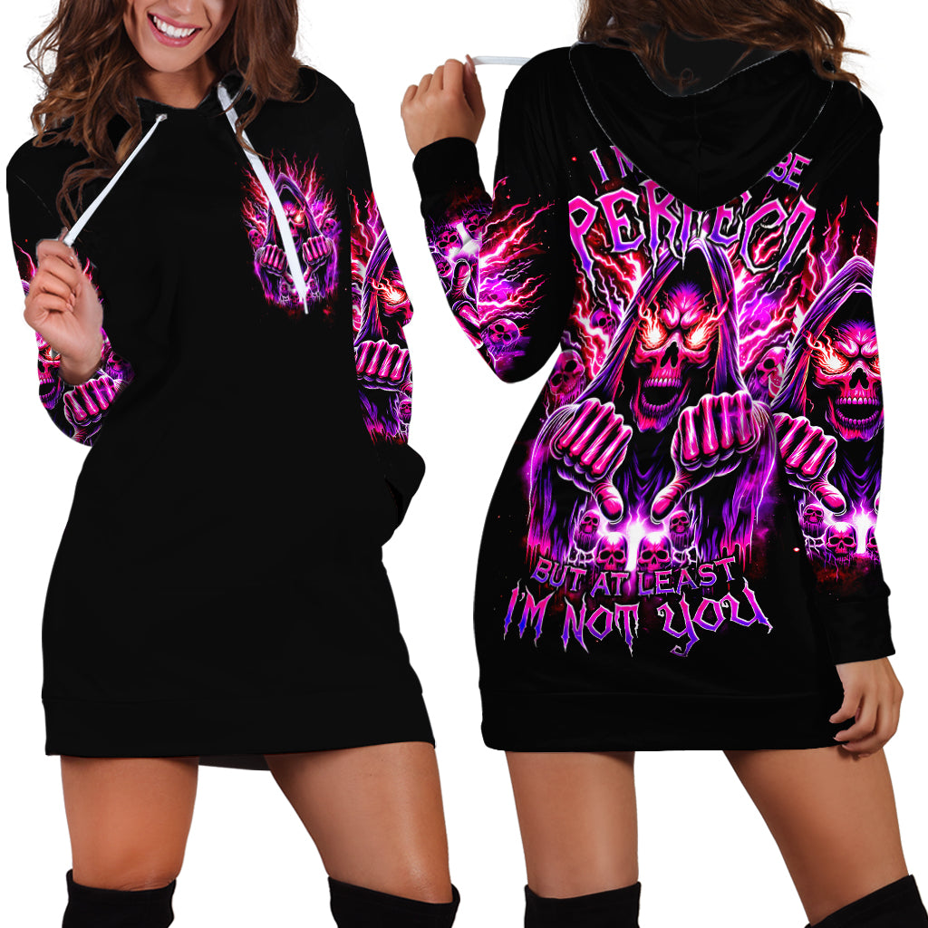 Thunder Skull Hoodie Dress I May Be Not Perfect But At Least I'm Not You - Wonder Print Shop