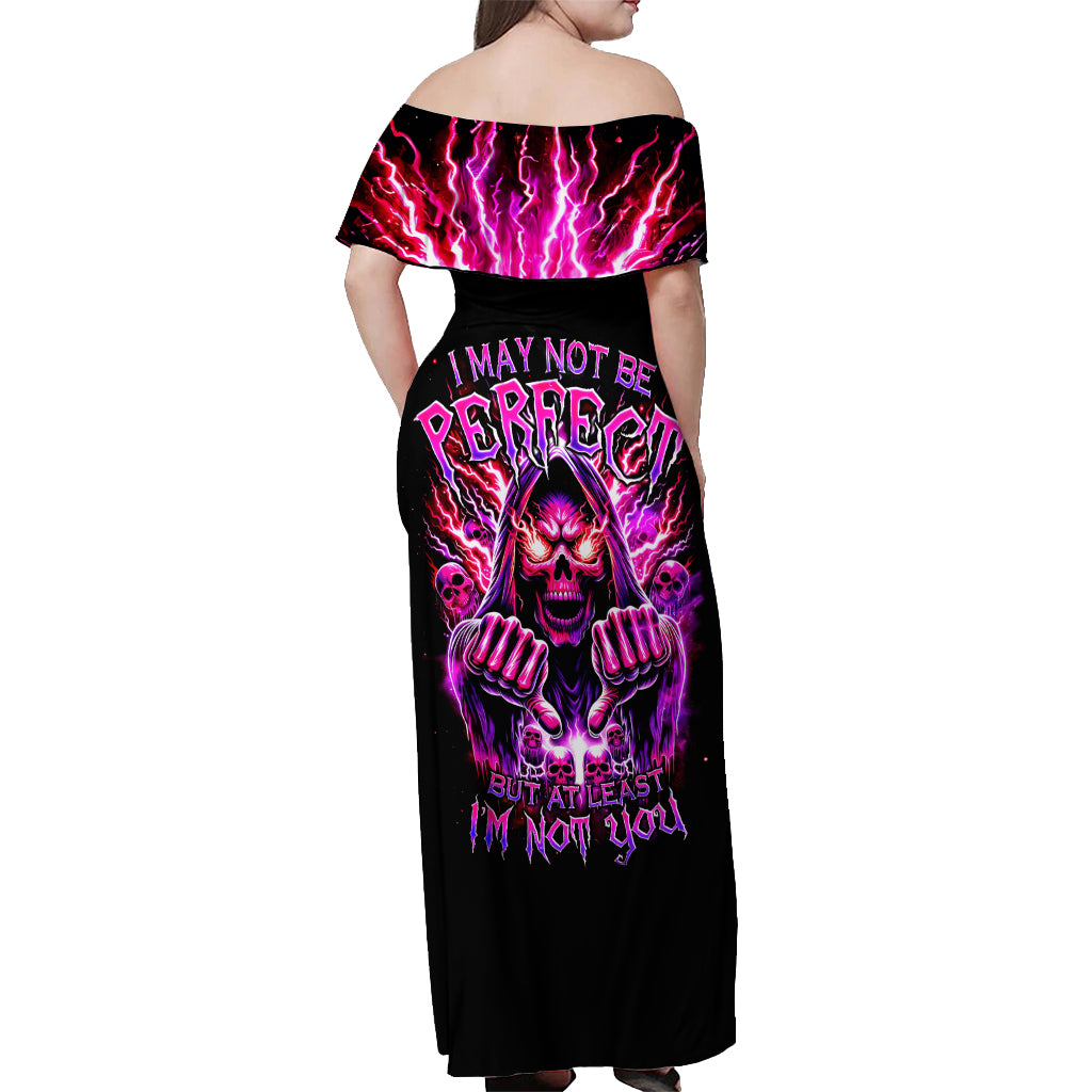 Thunder Skull Off Shoulder Maxi Dress I May Be Not Perfect But At Least I'm Not You - Wonder Print Shop
