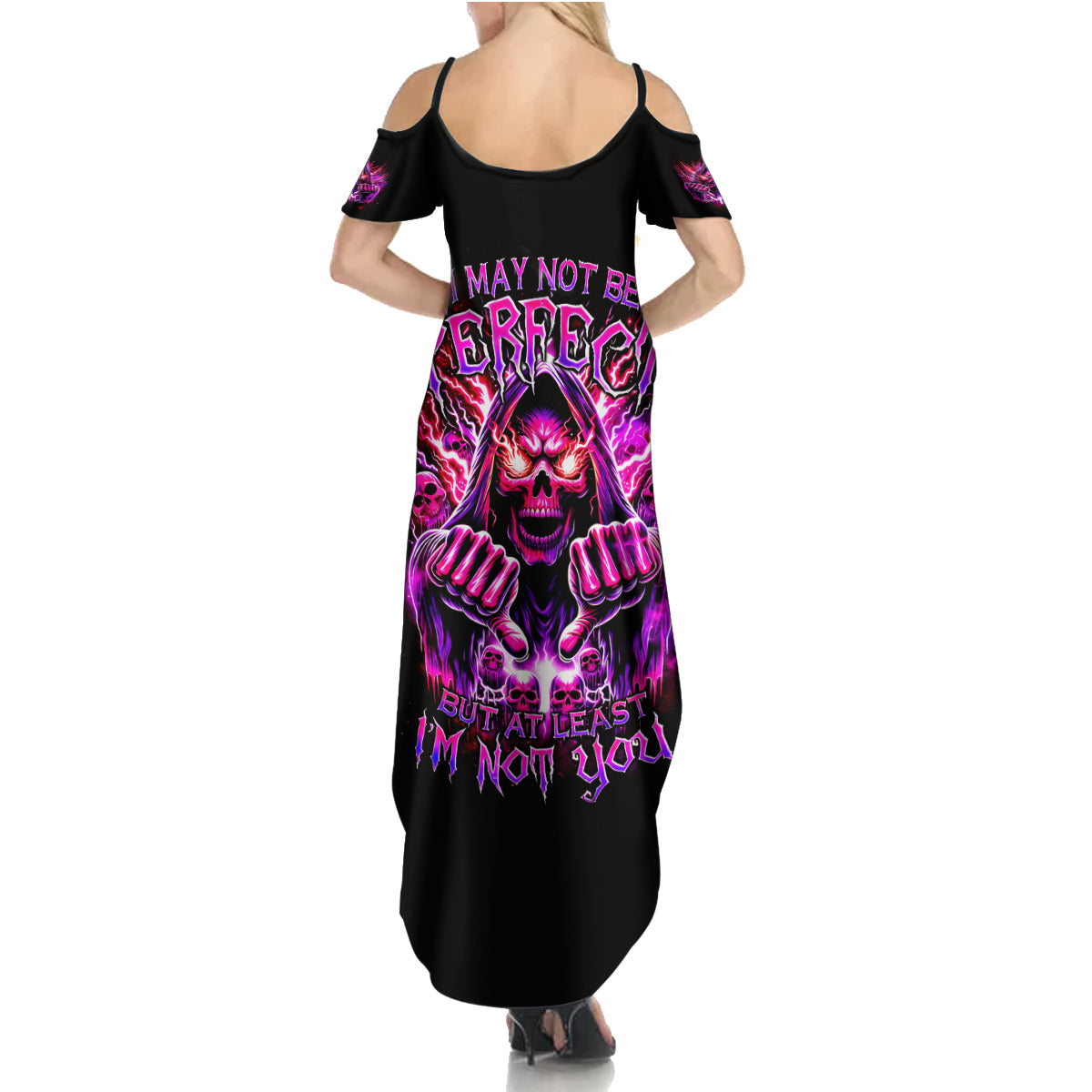Thunder Skull Summer Maxi Dress I May Be Not Perfect But At Least I'm Not You - Wonder Print Shop