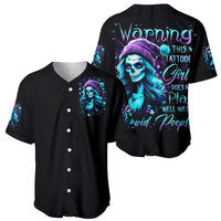 Christmas Skull Girl Baseball Jersey Warning This Tattooed Girl Does Not Play With Stupid People - Wonder Print Shop