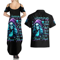 Christmas Skull Girl Couples Matching Summer Maxi Dress and Hawaiian Shirt Warning This Tattooed Girl Does Not Play With Stupid People - Wonder Print Shop