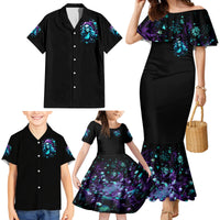 Christmas Skull Girl Family Matching Mermaid Dress and Hawaiian Shirt Warning This Tattooed Girl Does Not Play With Stupid People - Wonder Print Shop