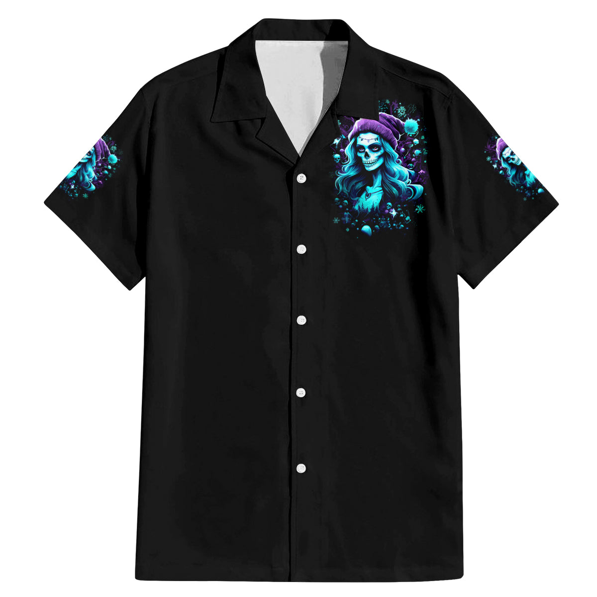 Christmas Skull Girl Family Matching Mermaid Dress and Hawaiian Shirt Warning This Tattooed Girl Does Not Play With Stupid People - Wonder Print Shop