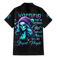 Christmas Skull Girl Family Matching Mermaid Dress and Hawaiian Shirt Warning This Tattooed Girl Does Not Play With Stupid People - Wonder Print Shop