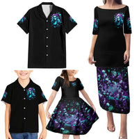 Christmas Skull Girl Family Matching Puletasi Dress and Hawaiian Shirt Warning This Tattooed Girl Does Not Play With Stupid People - Wonder Print Shop