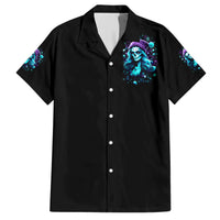Christmas Skull Girl Family Matching Short Sleeve Bodycon Dress and Hawaiian Shirt Warning This Tattooed Girl Does Not Play With Stupid People - Wonder Print Shop