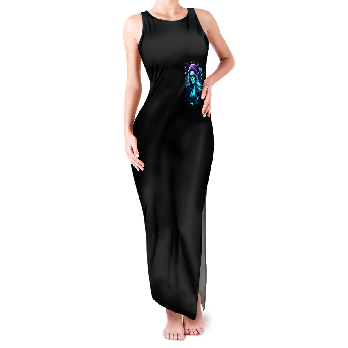 Christmas Skull Girl Family Matching Tank Maxi Dress and Hawaiian Shirt Warning This Tattooed Girl Does Not Play With Stupid People - Wonder Print Shop