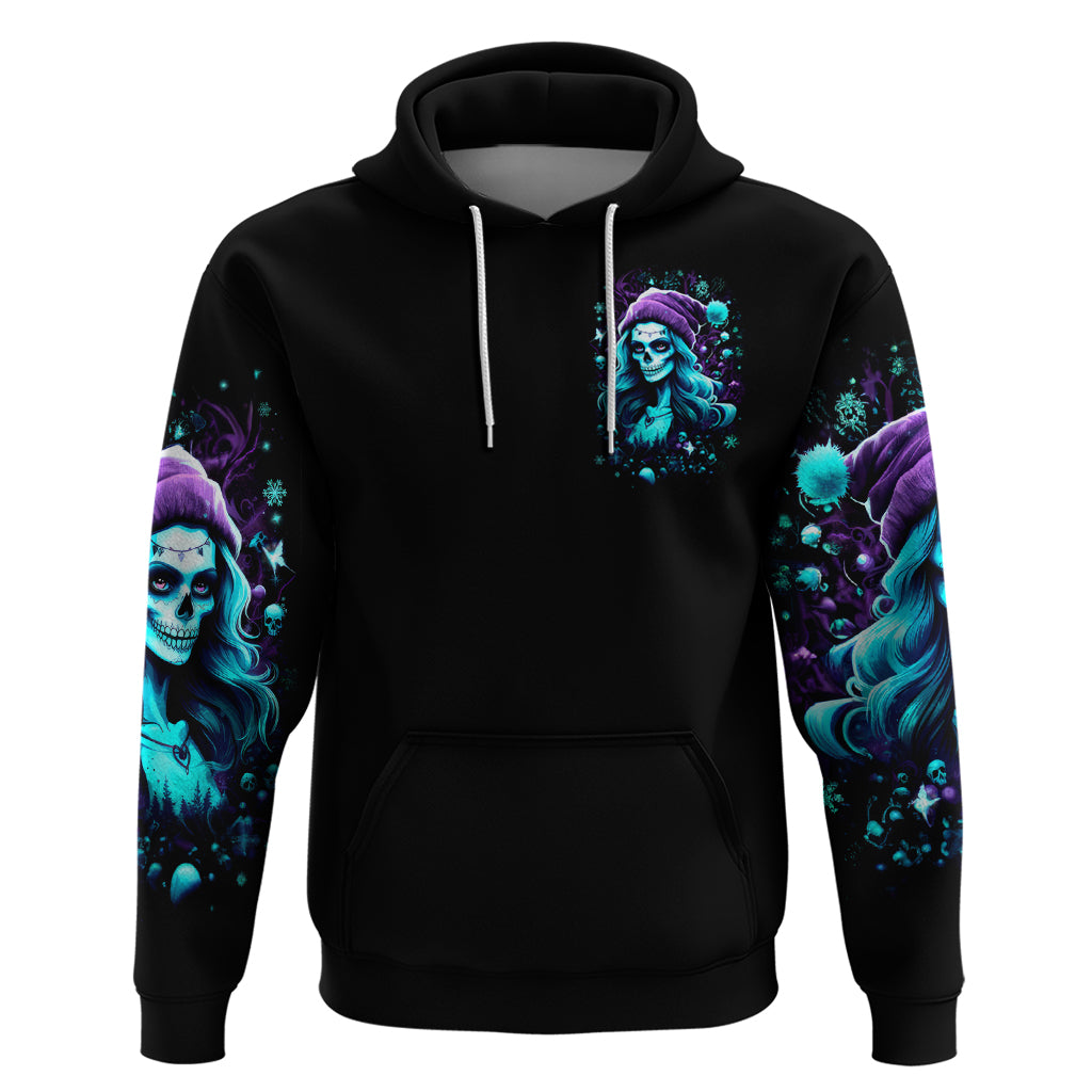 Christmas Skull Girl Hoodie Warning This Tattooed Girl Does Not Play With Stupid People - Wonder Print Shop