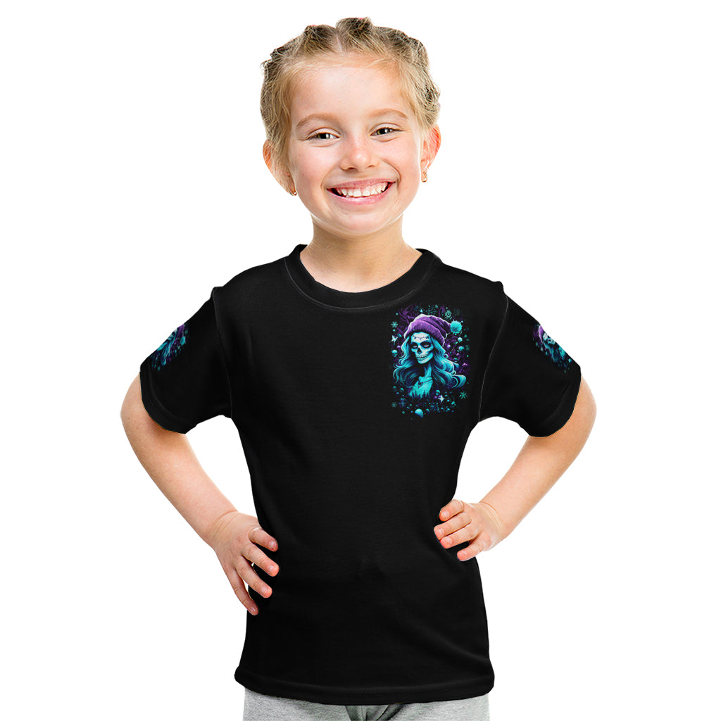 Christmas Skull Girl Kid T Shirt Warning This Tattooed Girl Does Not Play With Stupid People - Wonder Print Shop