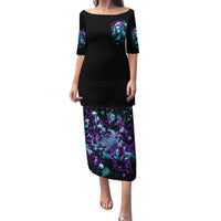 Christmas Skull Girl Puletasi Warning This Tattooed Girl Does Not Play With Stupid People - Wonder Print Shop