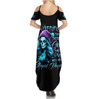 Christmas Skull Girl Summer Maxi Dress Warning This Tattooed Girl Does Not Play With Stupid People - Wonder Print Shop