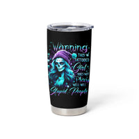 Christmas Skull Girl Tumbler Cup Warning This Tattooed Girl Does Not Play With Stupid People - Wonder Print Shop