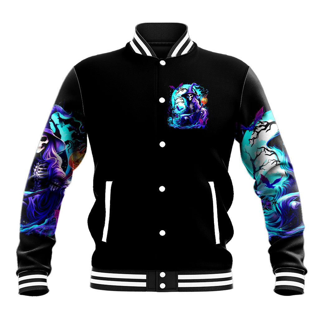 Witch Skull Baseball Jacket You Couldn't Handle Me Even With Intrustions - Wonder Print Shop
