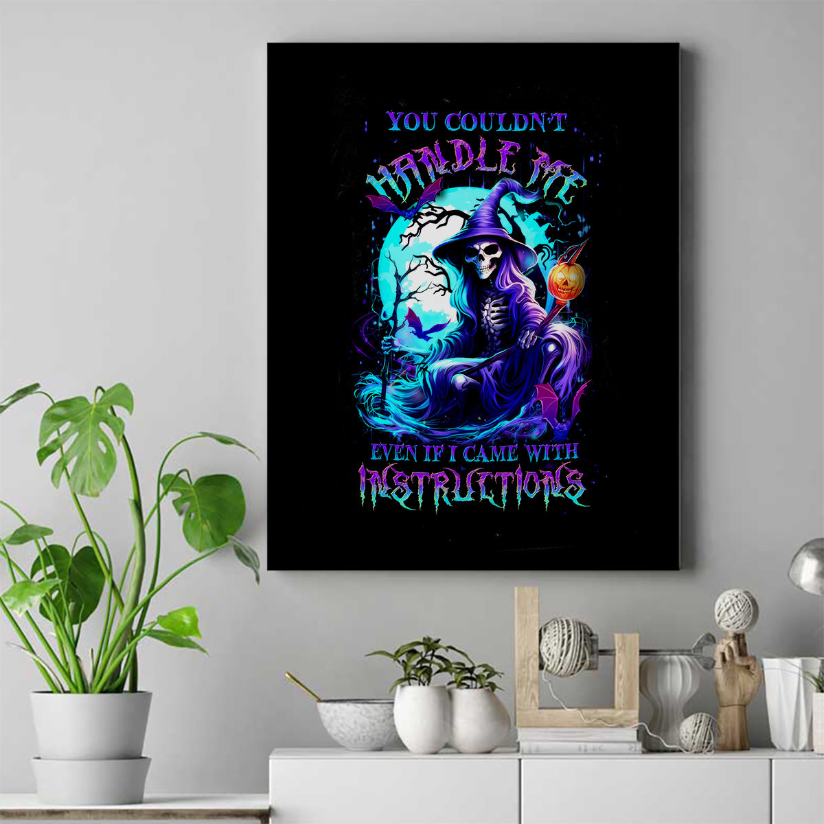 Witch Skull Canvas Wall Art You Couldn't Handle Me Even With Intrustions - Wonder Print Shop
