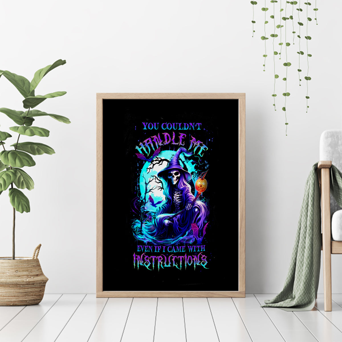 Witch Skull Canvas Wall Art You Couldn't Handle Me Even With Intrustions - Wonder Print Shop